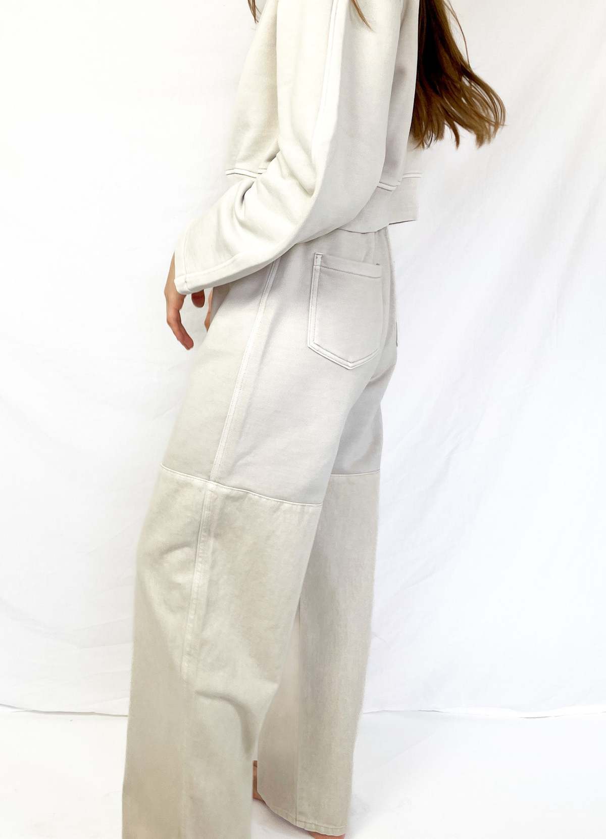 AMOMENTO Drawstring Denim Pants - Ecru | Garmentory