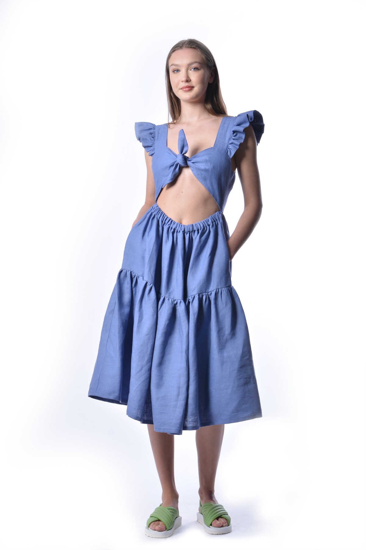 Eliza Faulkner Angelica Linen Dress - Periwinkle Blue | Garmentory