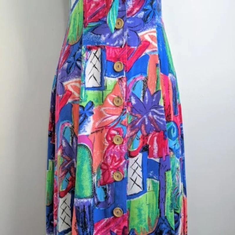 90's bright floral maxi dress