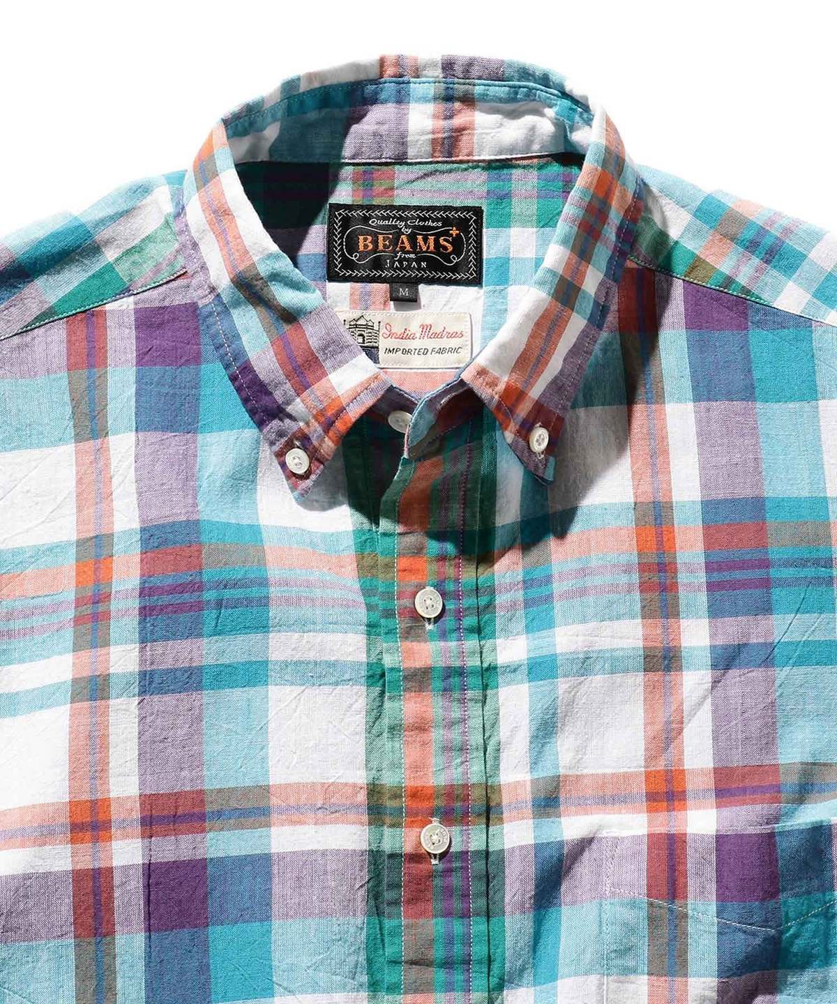 BEAMS PLUS B.D. Pullover Short Sleeve Indian Madras Shirt