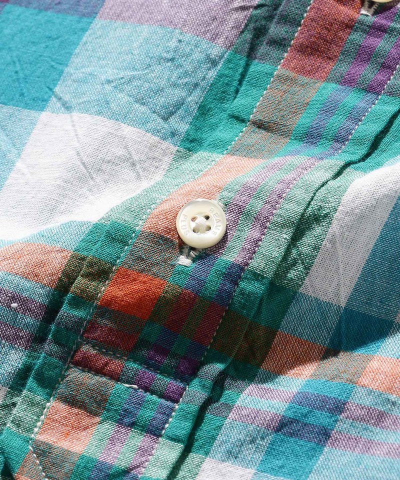 BEAMS PLUS B.D. Pullover Short Sleeve Indian Madras Shirt