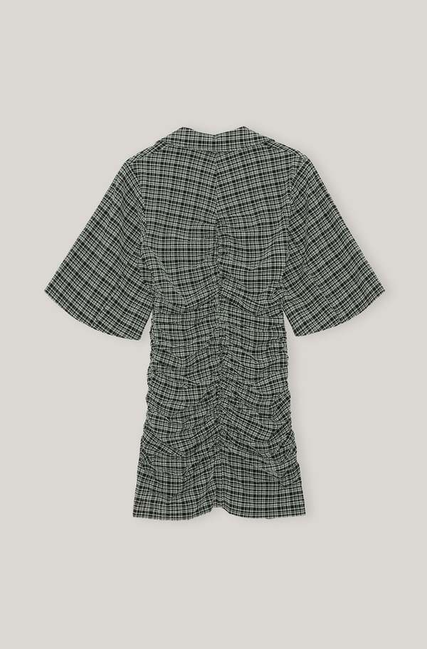 【送料関税込】GANNI Seersucker Check V-Neck Mini Dress Ganni Seersucker Check V-Neck Mini Dress in Lagoon Size 10