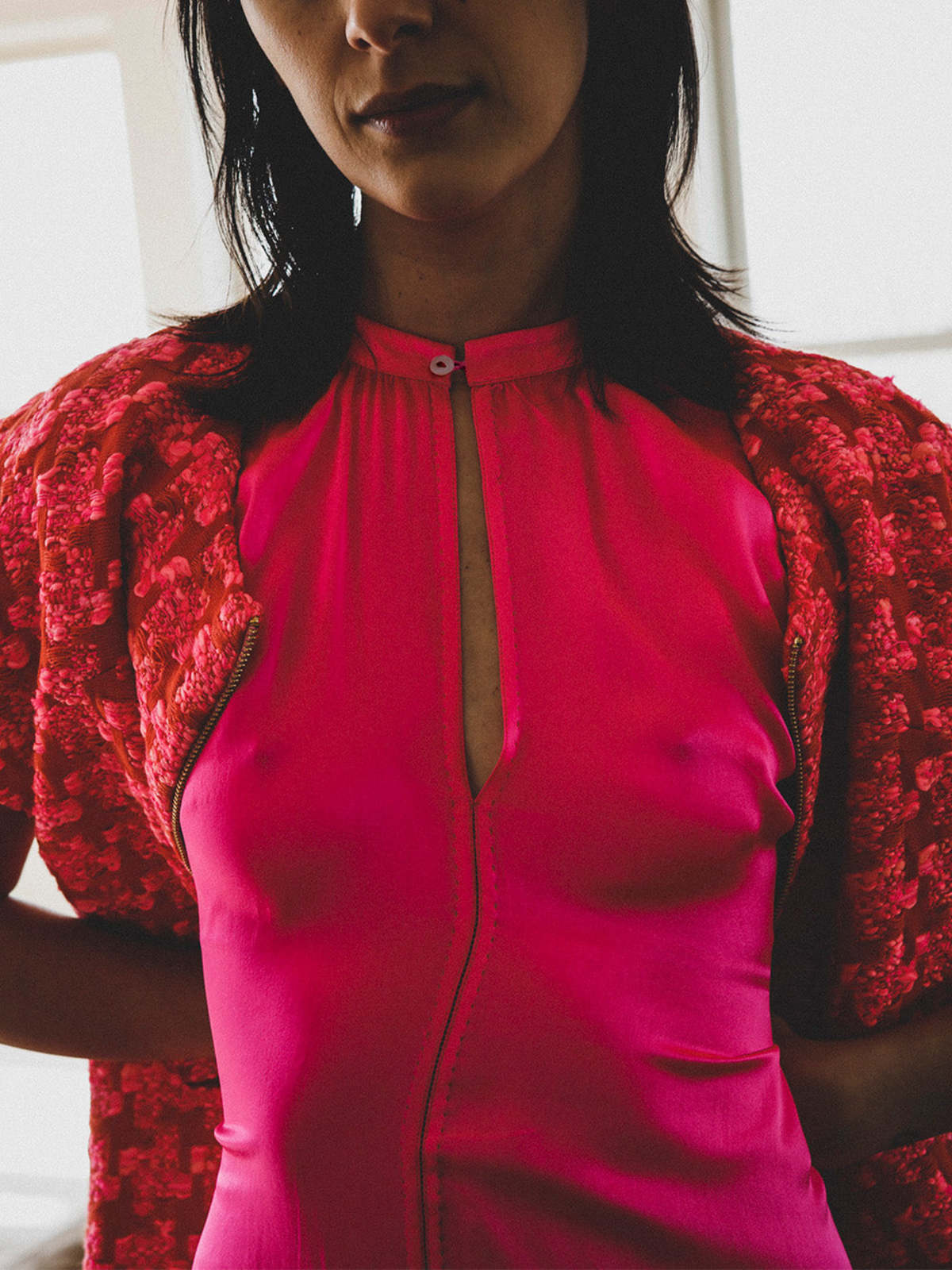 Erica Tanov Patti Silk Blouse - Hot Pink - Image 2 of 7