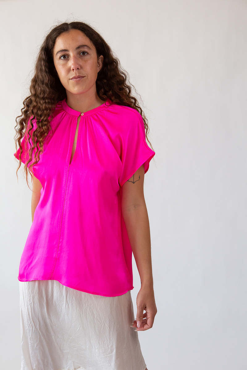 Erica Tanov Patti Silk Blouse - Hot Pink