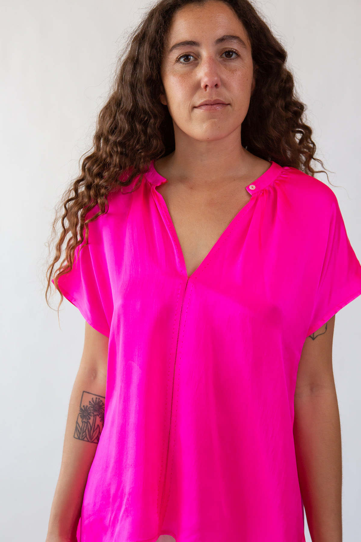 Erica Tanov Patti Silk Blouse - Hot Pink - Image 5 of 7