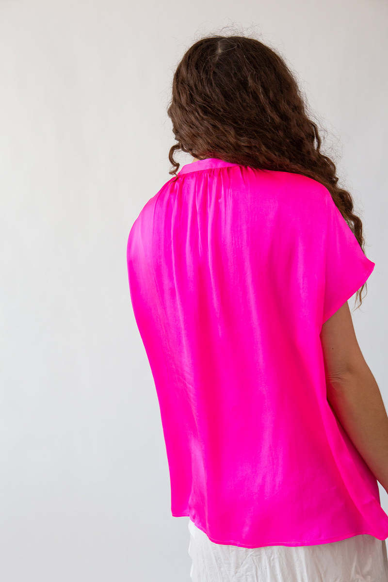 Erica Tanov Patti Silk Blouse - Hot Pink