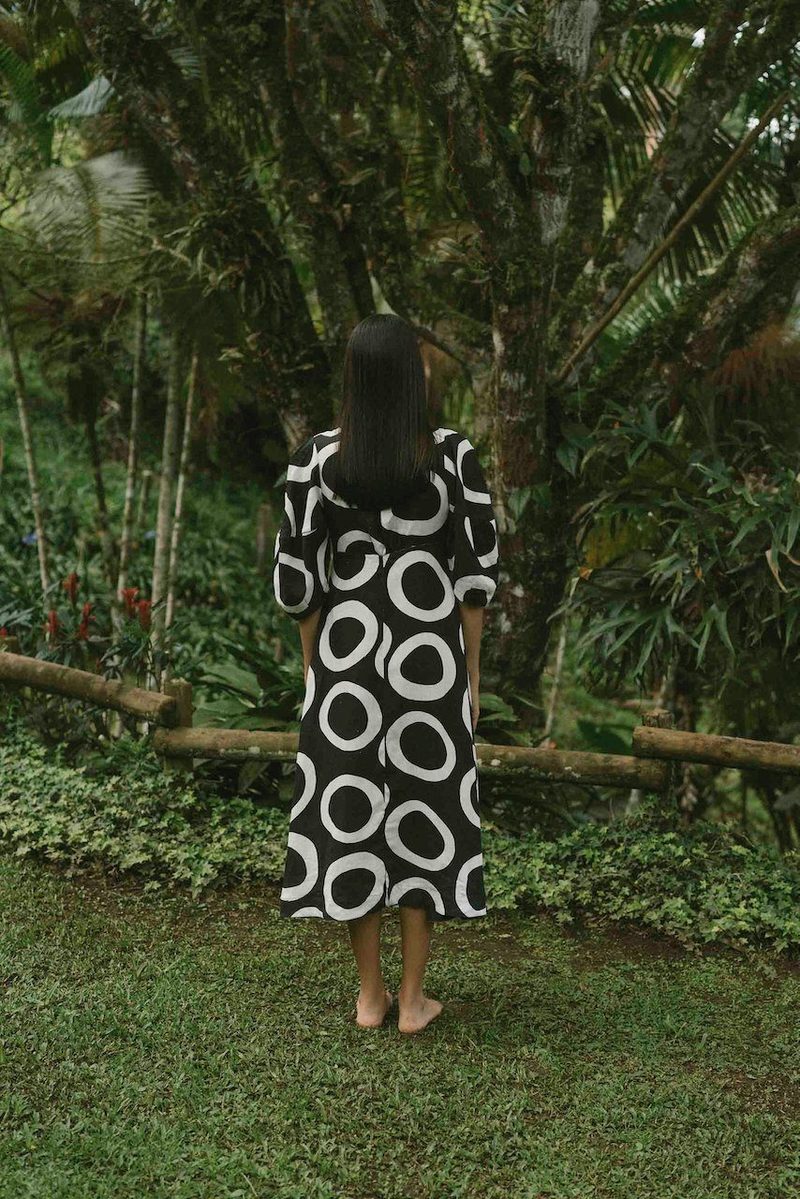 CALA DE LA CRUZ Nane Dress - Sandy Black/White