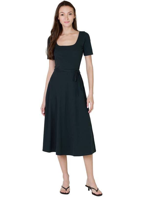 Vince Short Sleeve Square Neck Dress - Dark Tide | Garmentory