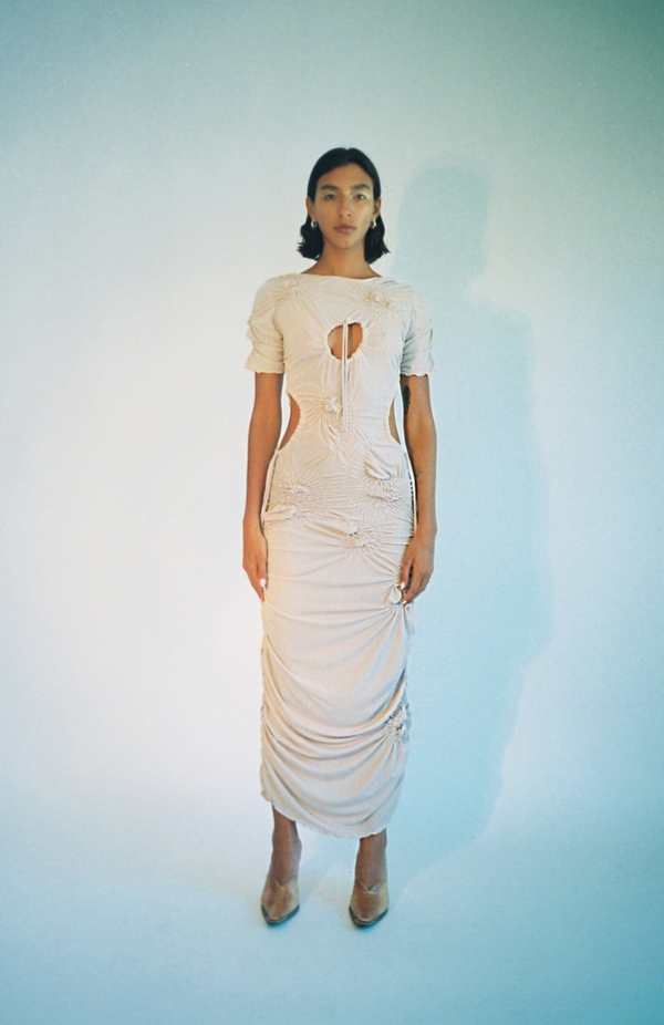 slim fit dress slacks Beige Knit Fitted Midi Dress – PinkBlush