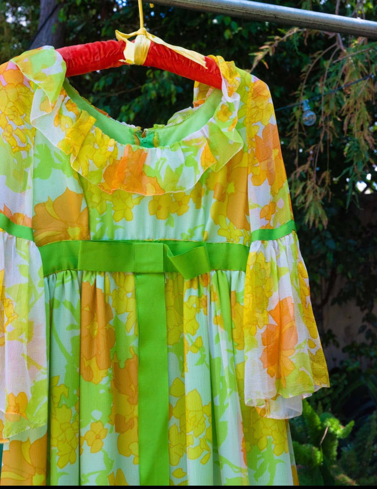 Vintage KC 1960s Chiffon Hostess Dress - Green | Garmentory