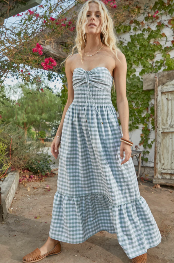 hunter bell green gingham dress Hunter Bell Lindley Dress - Green Checkered