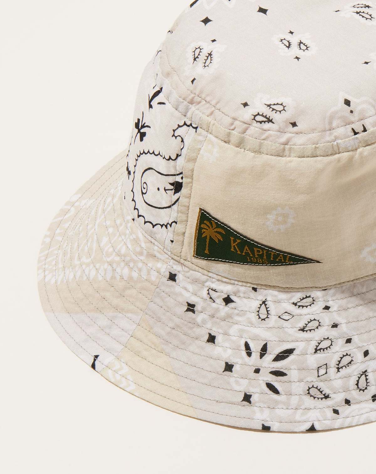 Kapital Bandana Patchwork BUCKET Hat - White | Garmentory
