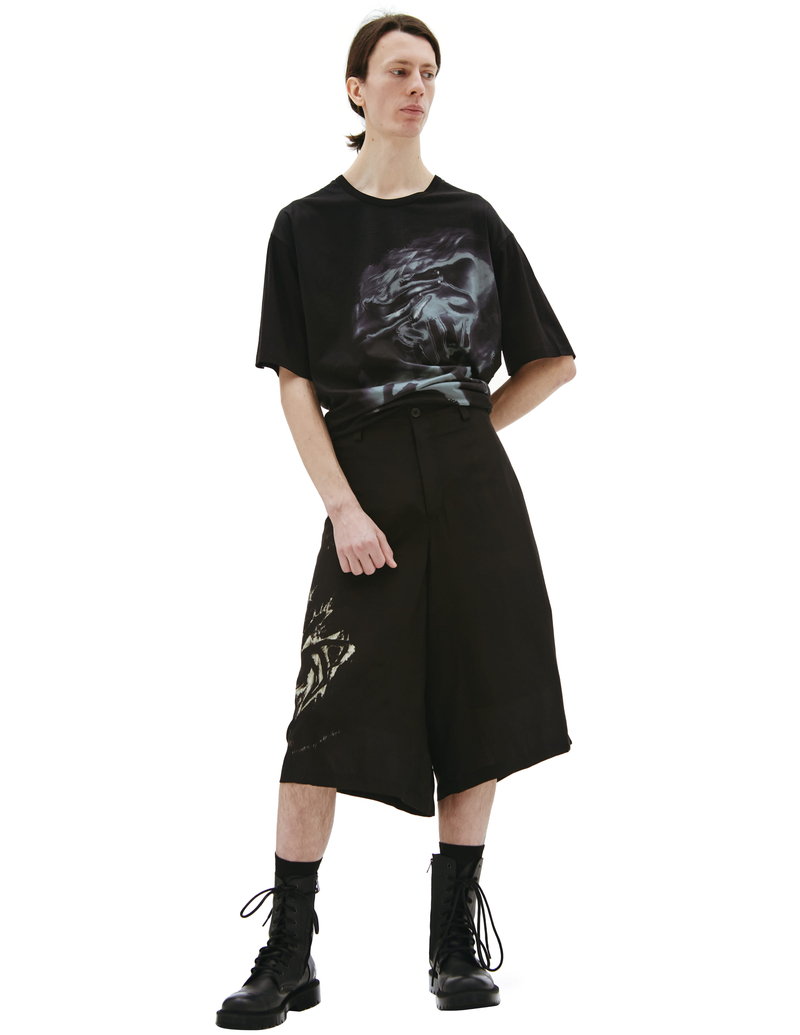 Yohji Yamamoto Spider Print Silk Shorts | Garmentory