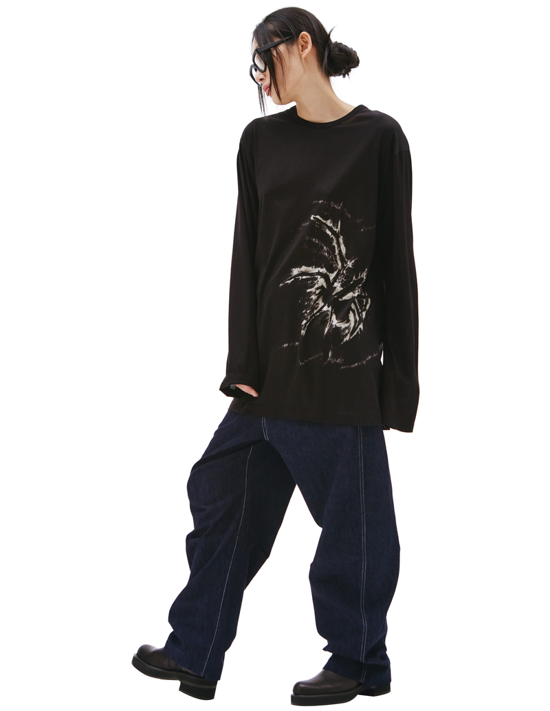 YOHJI YAMAMOTO BLACK LONG SLEEVE T-SHIRT – AREA+001