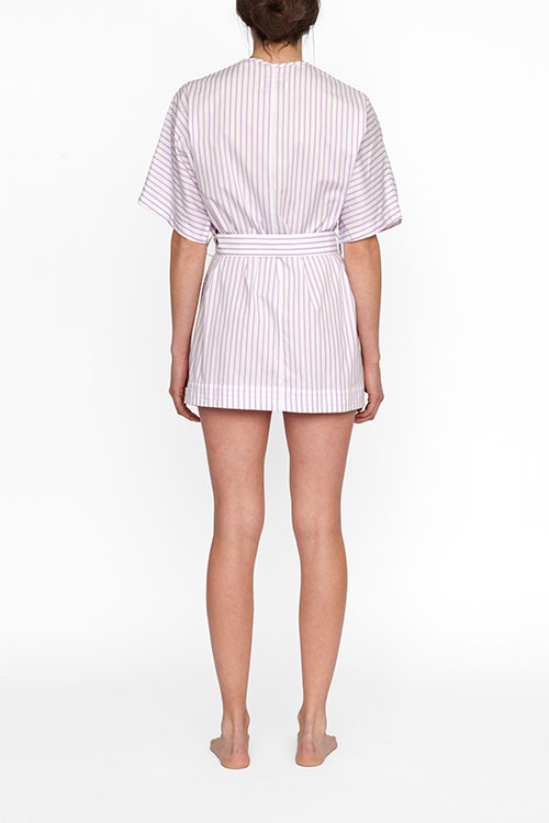 The Sleep Shirt Short Robe Raspberry Stripe The Sleep Shirt Short Robe Raspberry Stripe