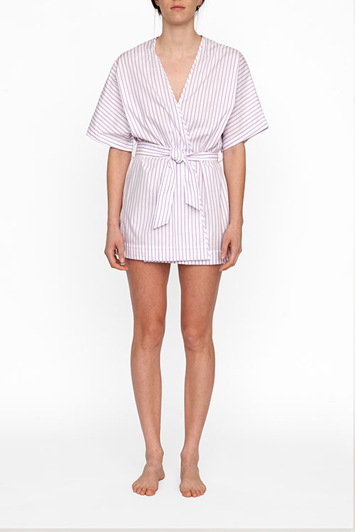 The Sleep Shirt Short Robe Raspberry Stripe The Sleep Shirt Short Robe Raspberry Stripe