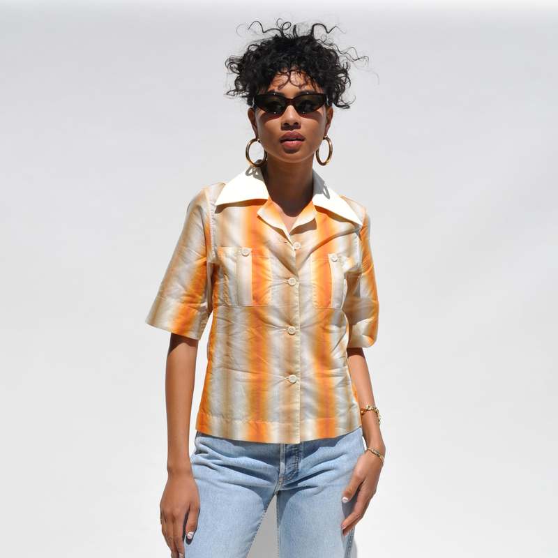 Wales Bonner Sunrise Short Sleeve Shirt - Orange | Garmentory 