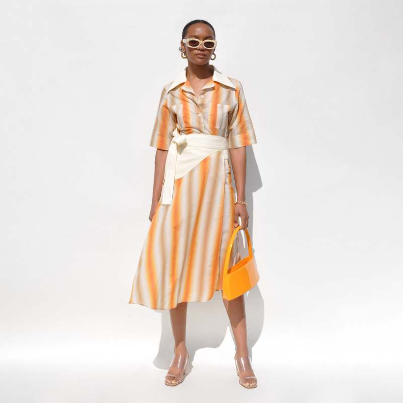 Wales Bonner Sunrise Short Sleeve Shirt - Orange | Garmentory 