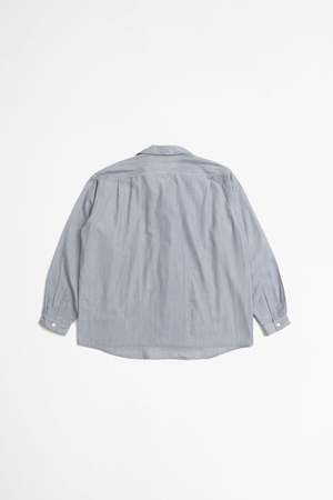 Auralee Giza Light Weight Double-Cloth P/O Shirt - Blue Stripe