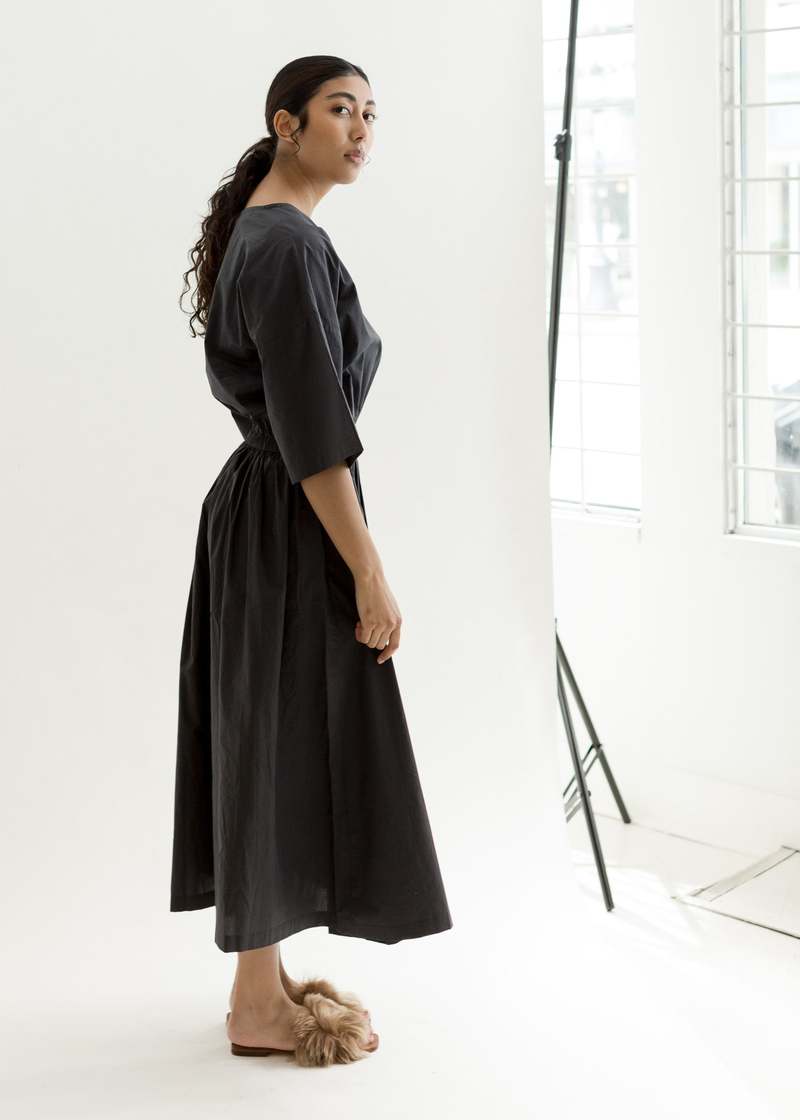 Black Crane New Pleated Dress - Faded Black | Garmentory
