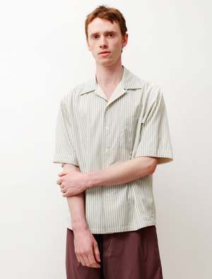 h*様 AURALEE FINX POLYESTER STRIPE SHIRT Auralee Terry Lined Finx Stripe Shirt - White | Garmentory