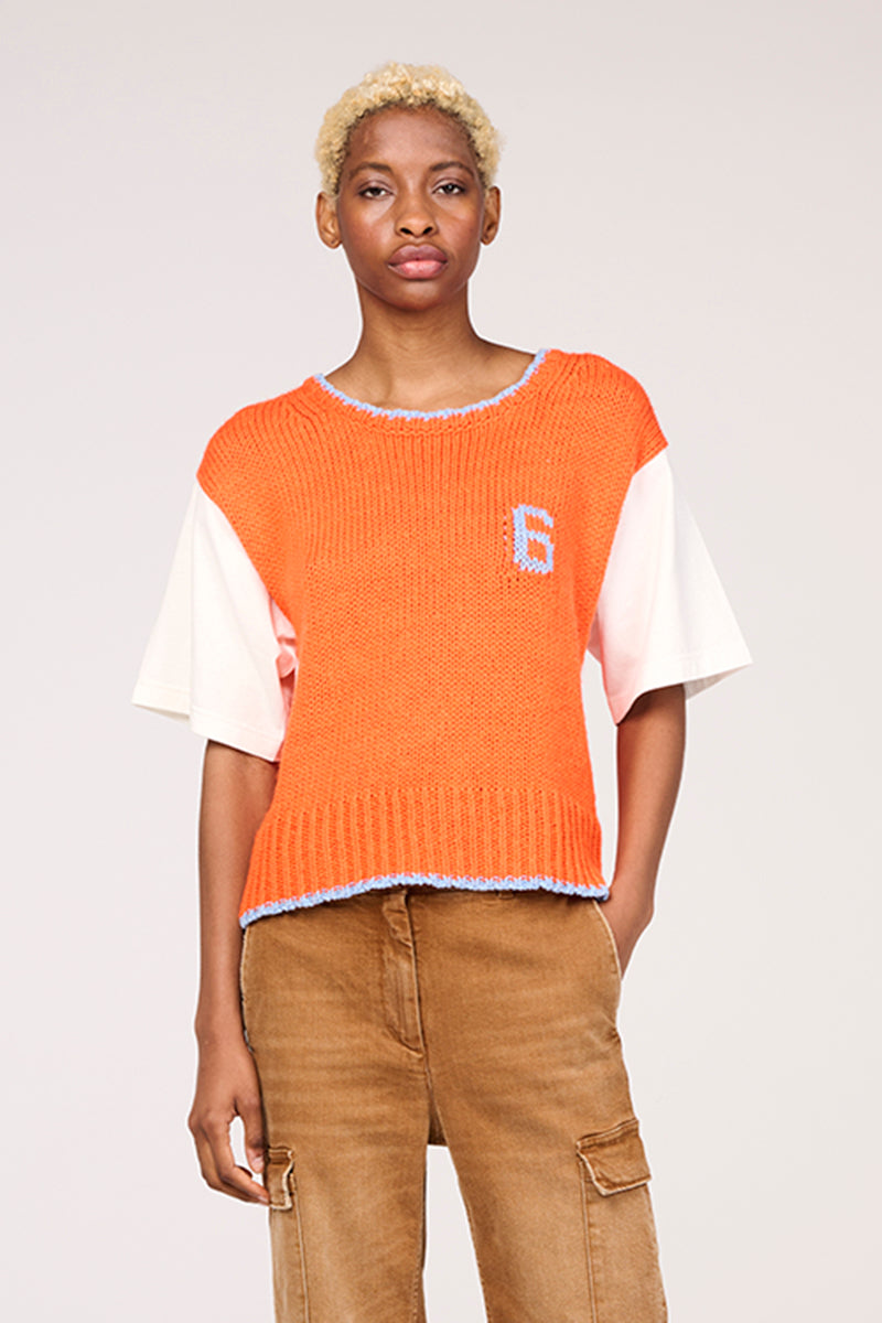 Knitted-logo-T-shirt-Orange-