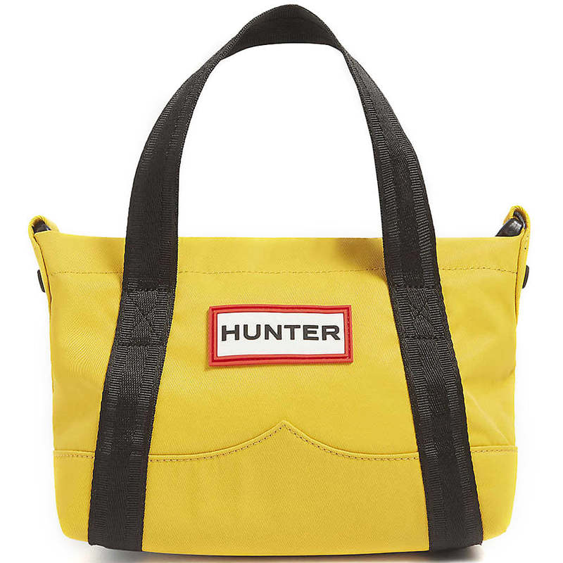 【HUNTER】 Nylon Topclip Mini Tote Bag Hunter Nylon Mini Top Clip Tote Bag in Black | Union Jack