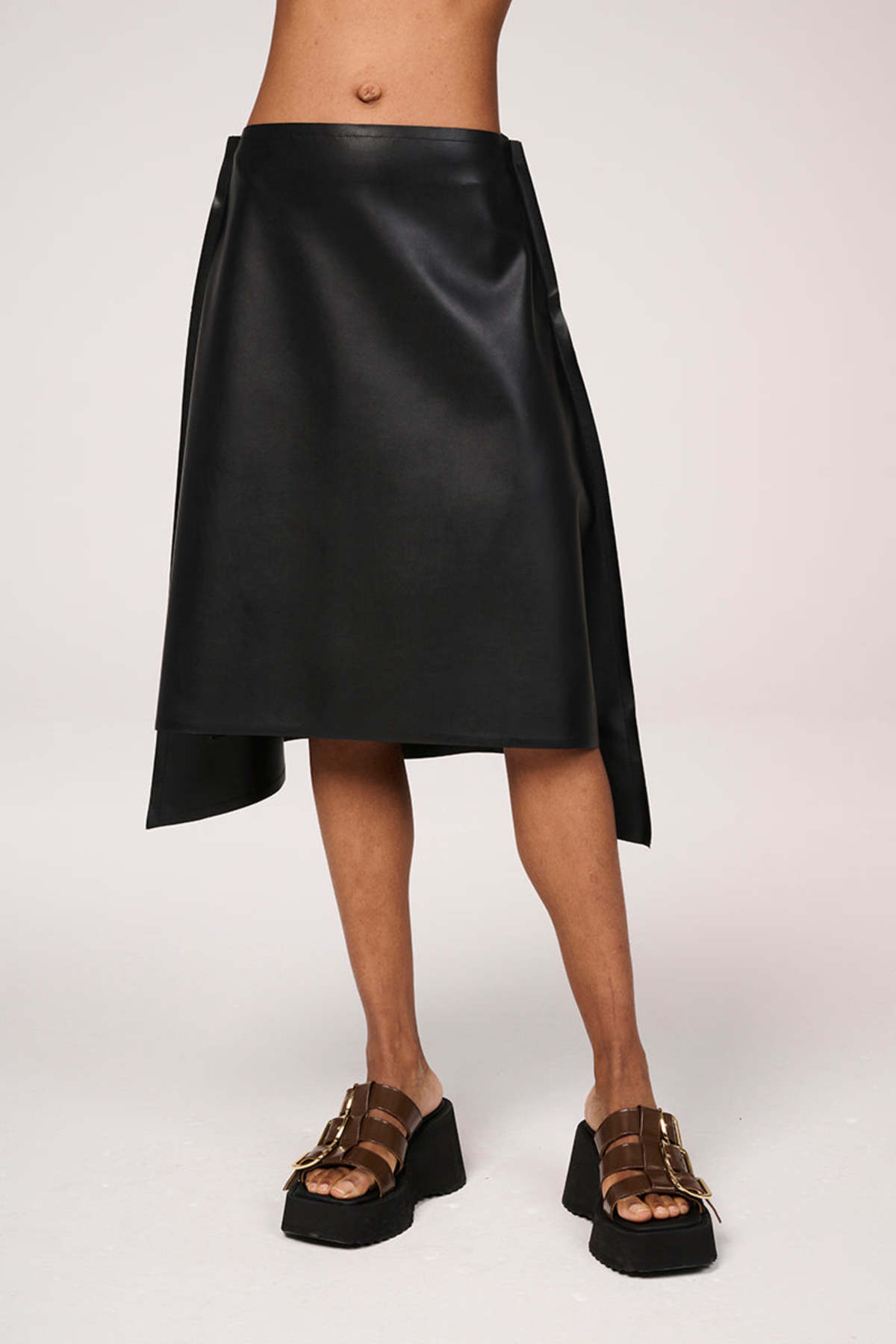 MM6 Maison Margiela Asymmetric Faux-leather Skirt - Black | Garmentory