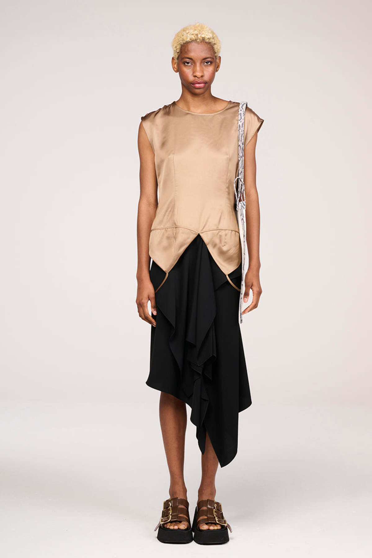 MM6 Maison Margiela Draped Asymmetric Skirt - Black | Garmentory