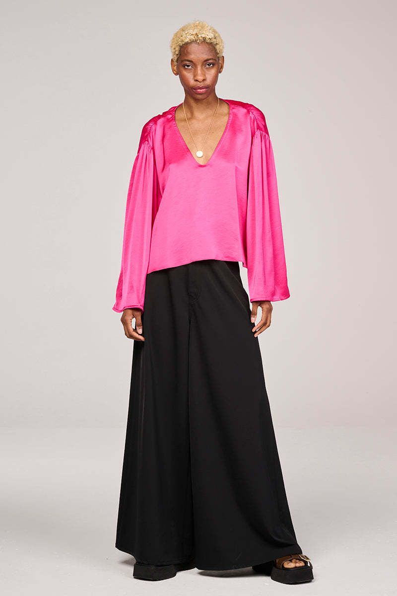 v neck satin blouse