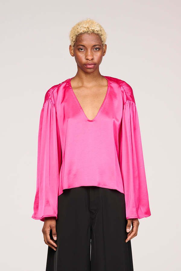 v neck satin blouse