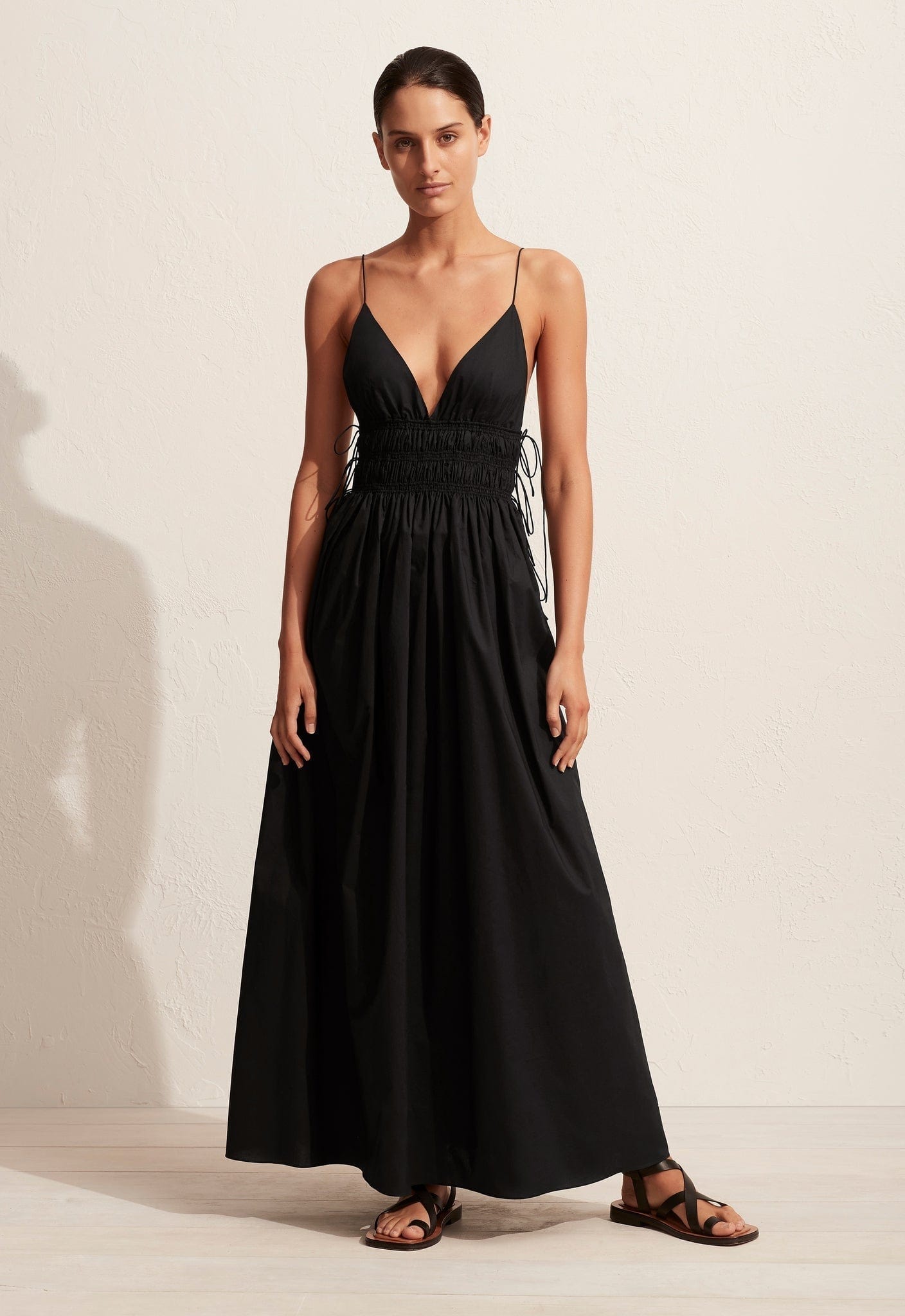 matteau shirred lace up maxi dress Matteau Shirred Lace-Up Dress