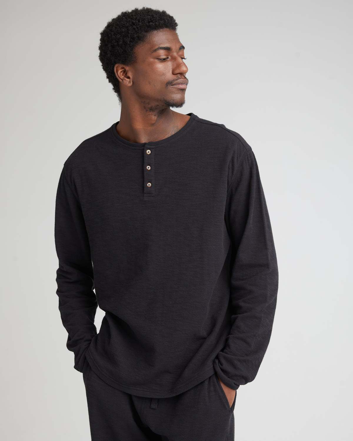 Richer Poorer Men's Thermal Slub Cotton Long Sleeve Henley - Image 2 of 18