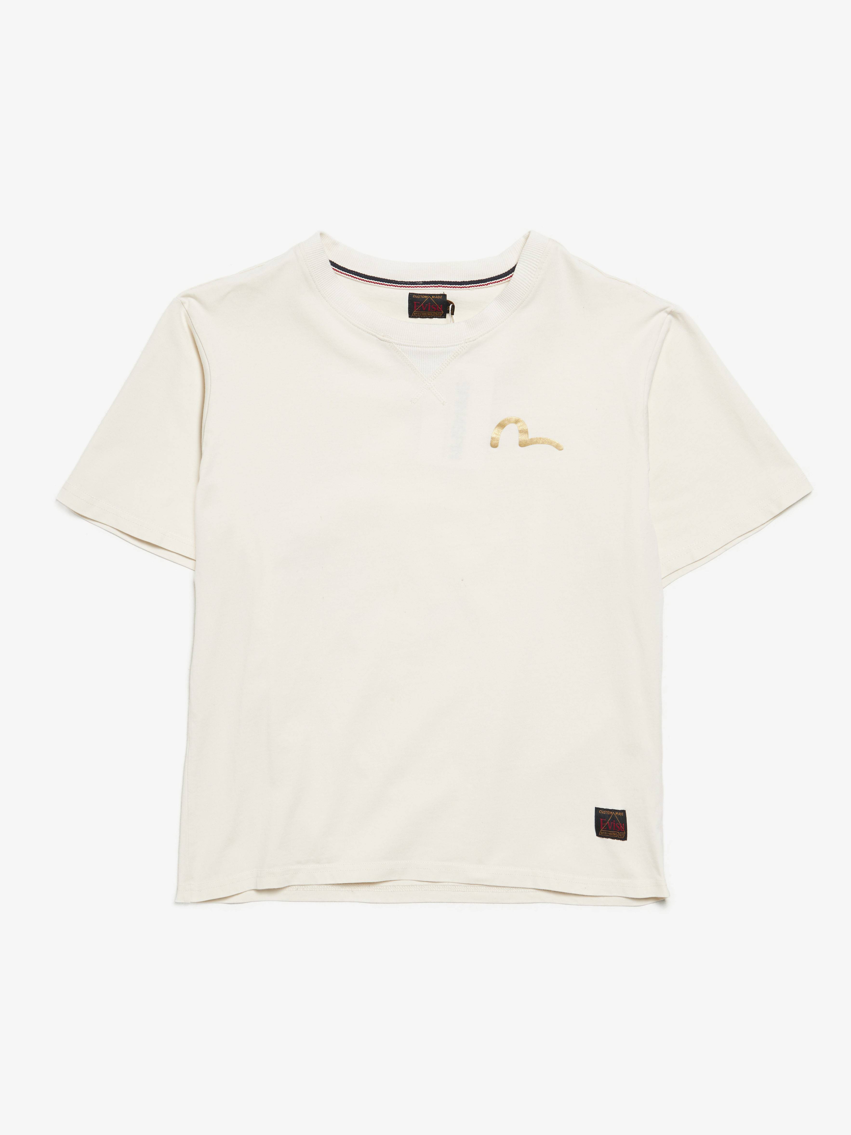Evisu Back Logo Printed Cotton T-shirt - Ivory | Garmentory