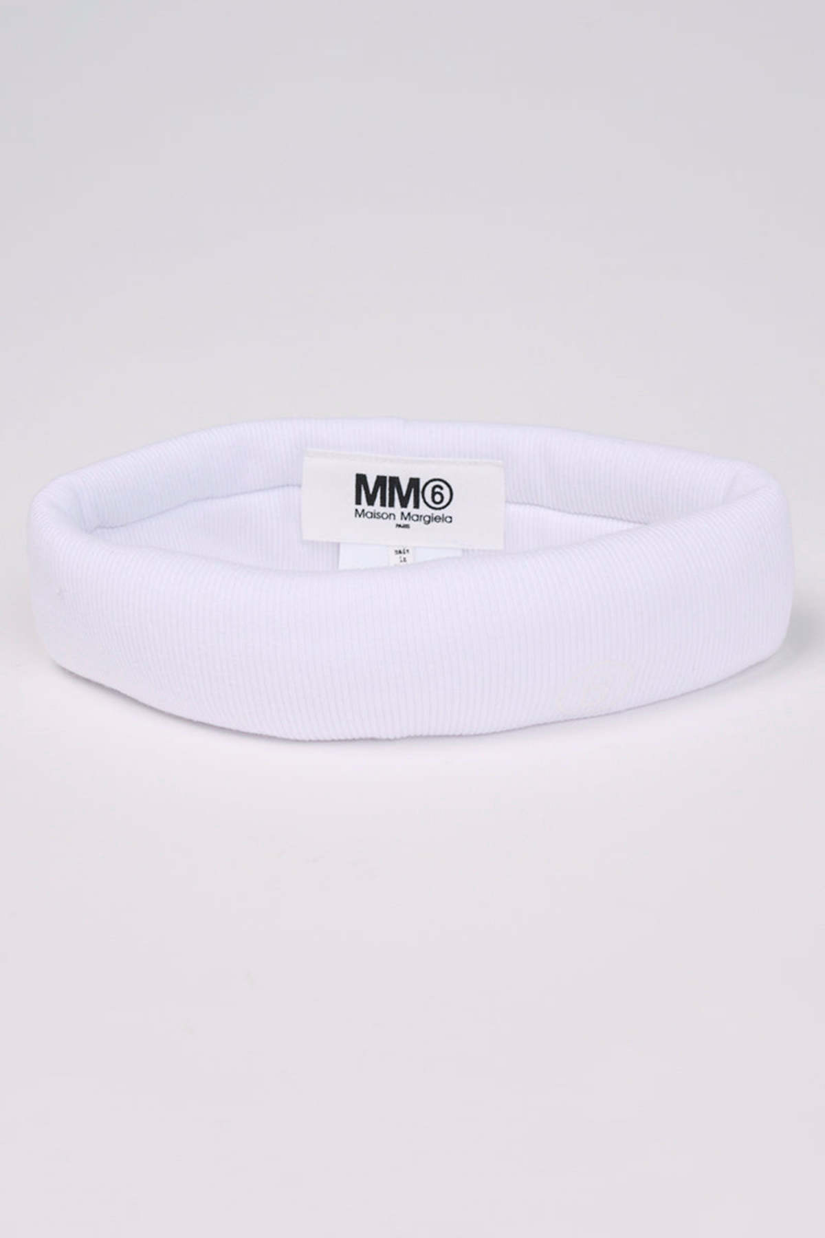 MM6 Maison Margiela Logo Ribbed Headband - White | Garmentory