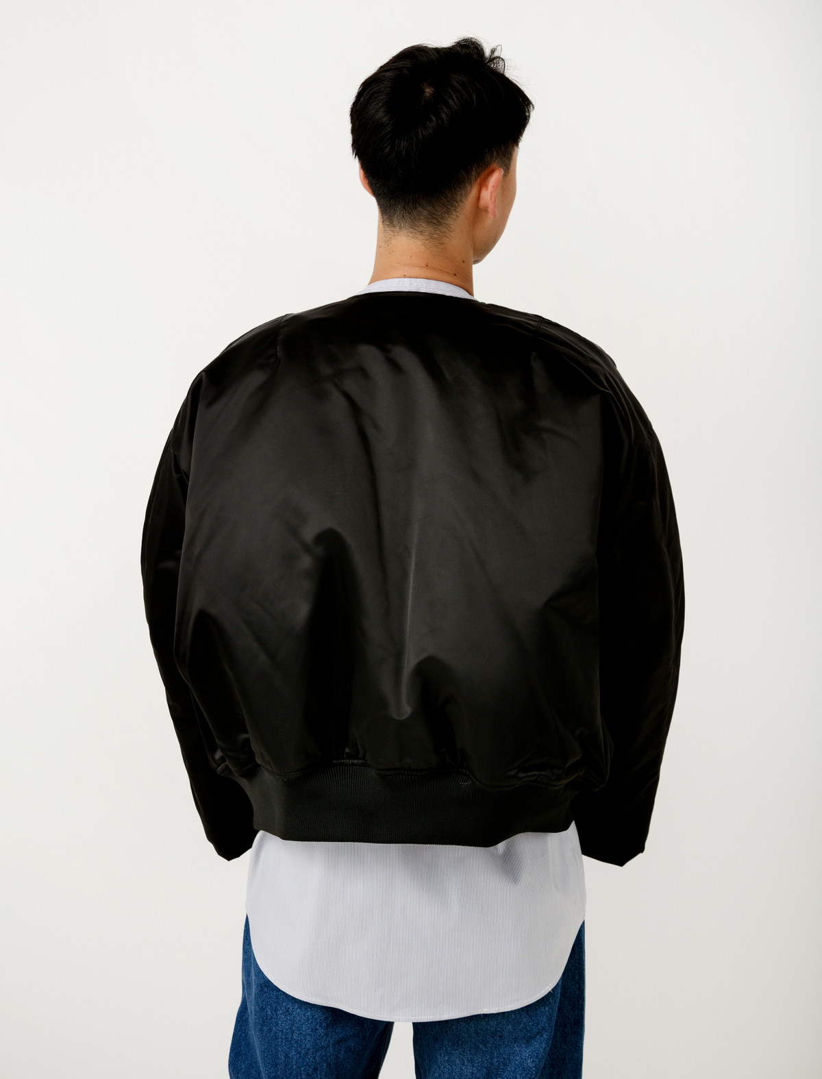Hed Mayner Collarless Bomber - Black | Garmentory