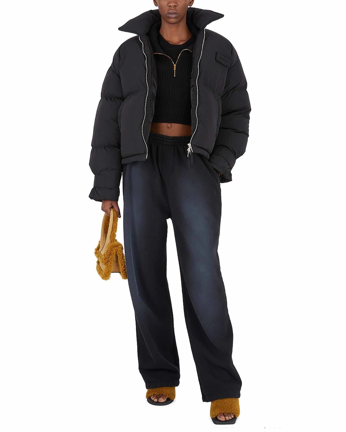 JACQUEMUS LA DOUDOUNE FLOCON クロップド パファー ジャケット Jacquemus La Doudoune Flocon Puffer Jacket in Black for Men