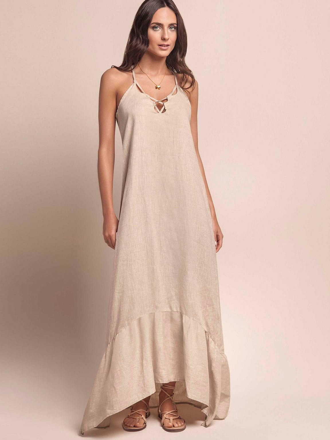 long white beach dress Rain White Maxi Hawaiian Dress with Tube Bodice main image 0