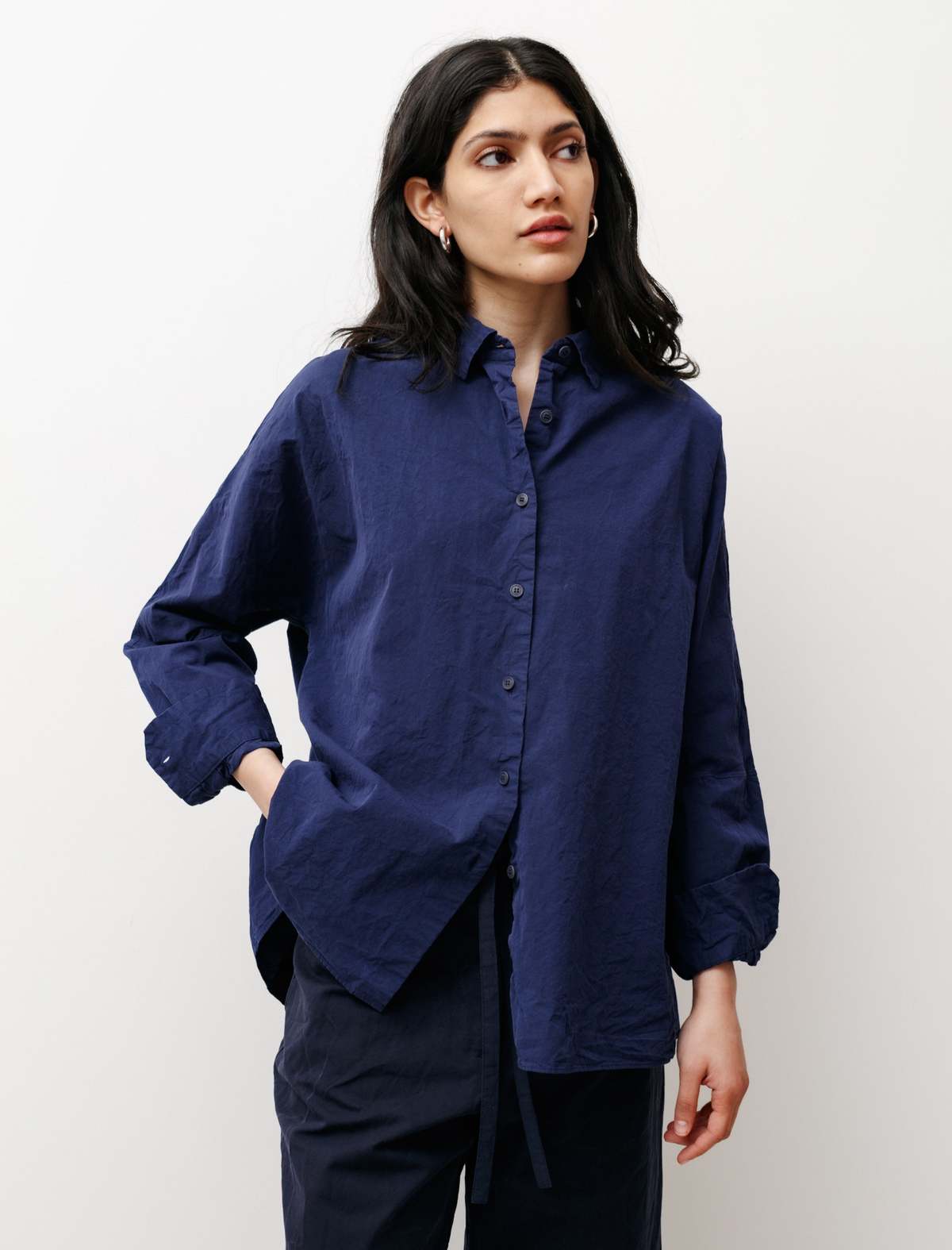 Casey Casey Womens Waga LS Paper Cotton Shirt - Indigo | Garmentory