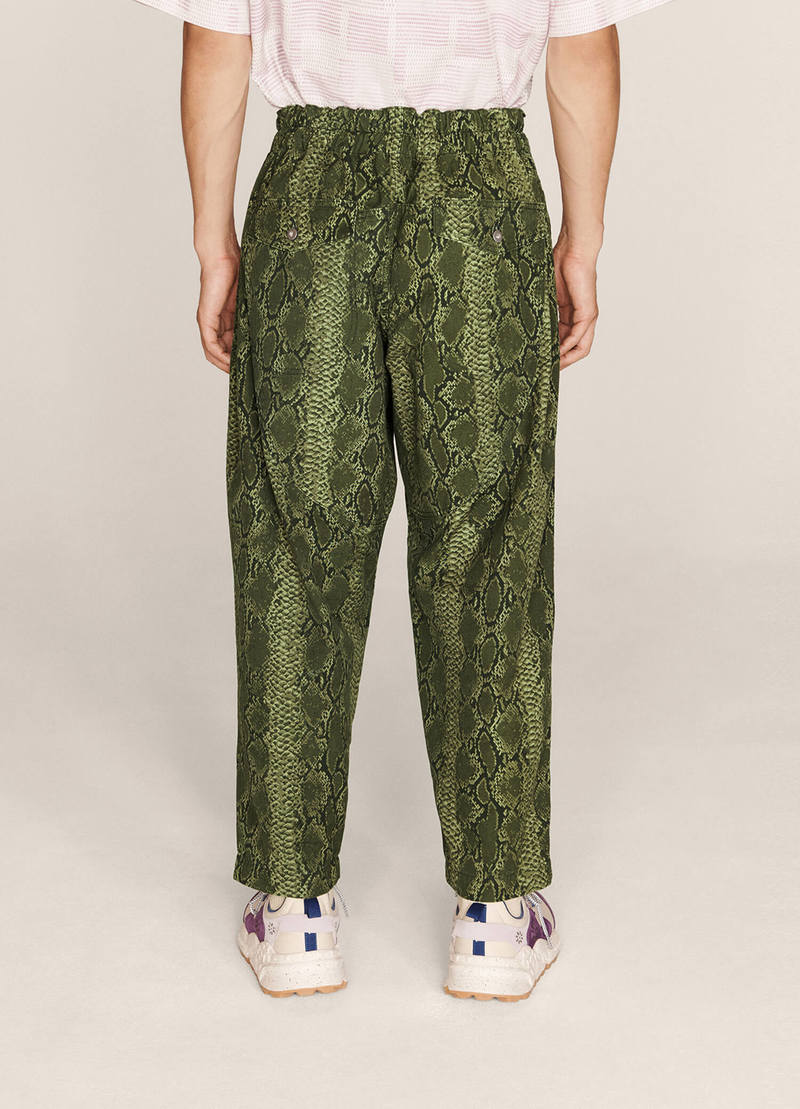 YMC Dum Dum Cotton Ripstop Snakeskin Print Trousers - Green