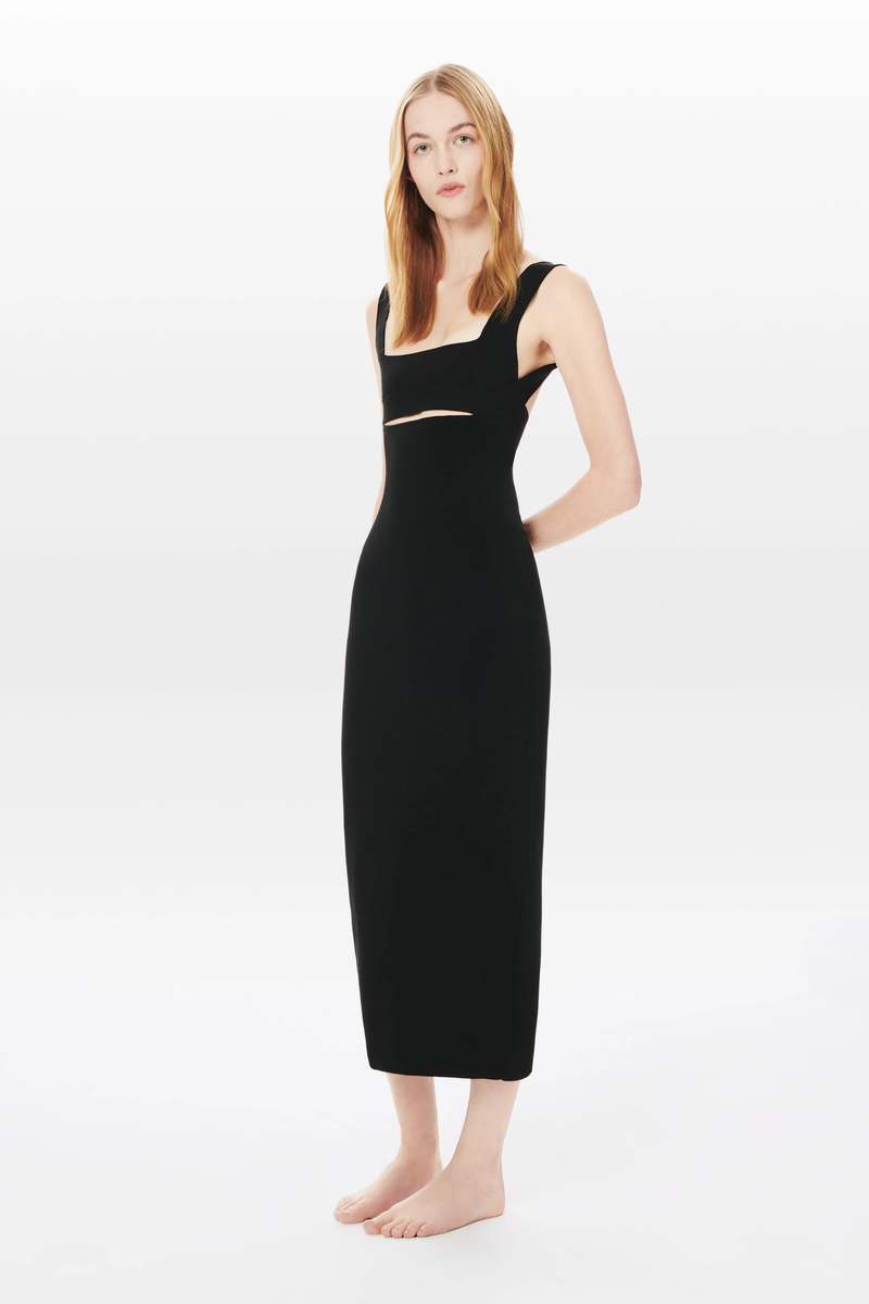 Victoria Beckham Body Cut Out Midi Dress - black | Garmentory