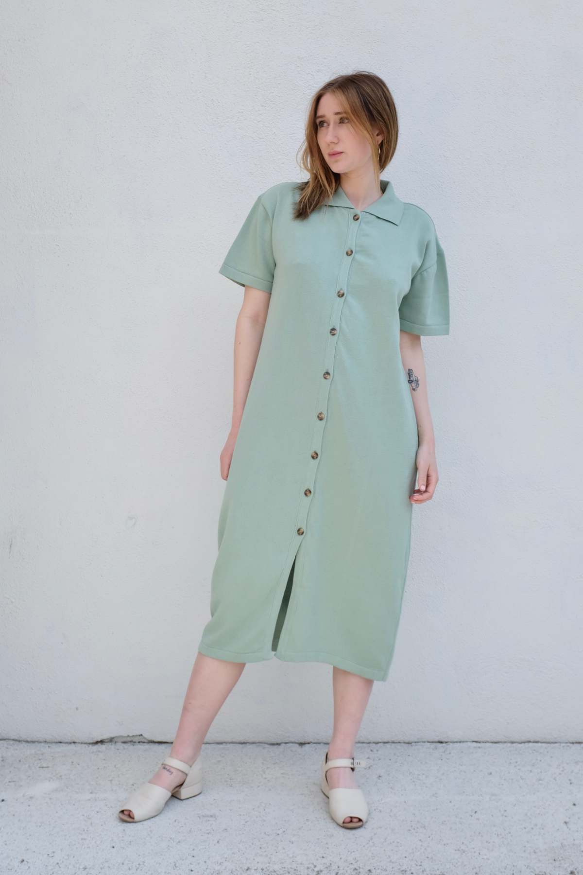 Rita Row Isabel Short Sleeved Shirt Dress - Mint | Garmentory