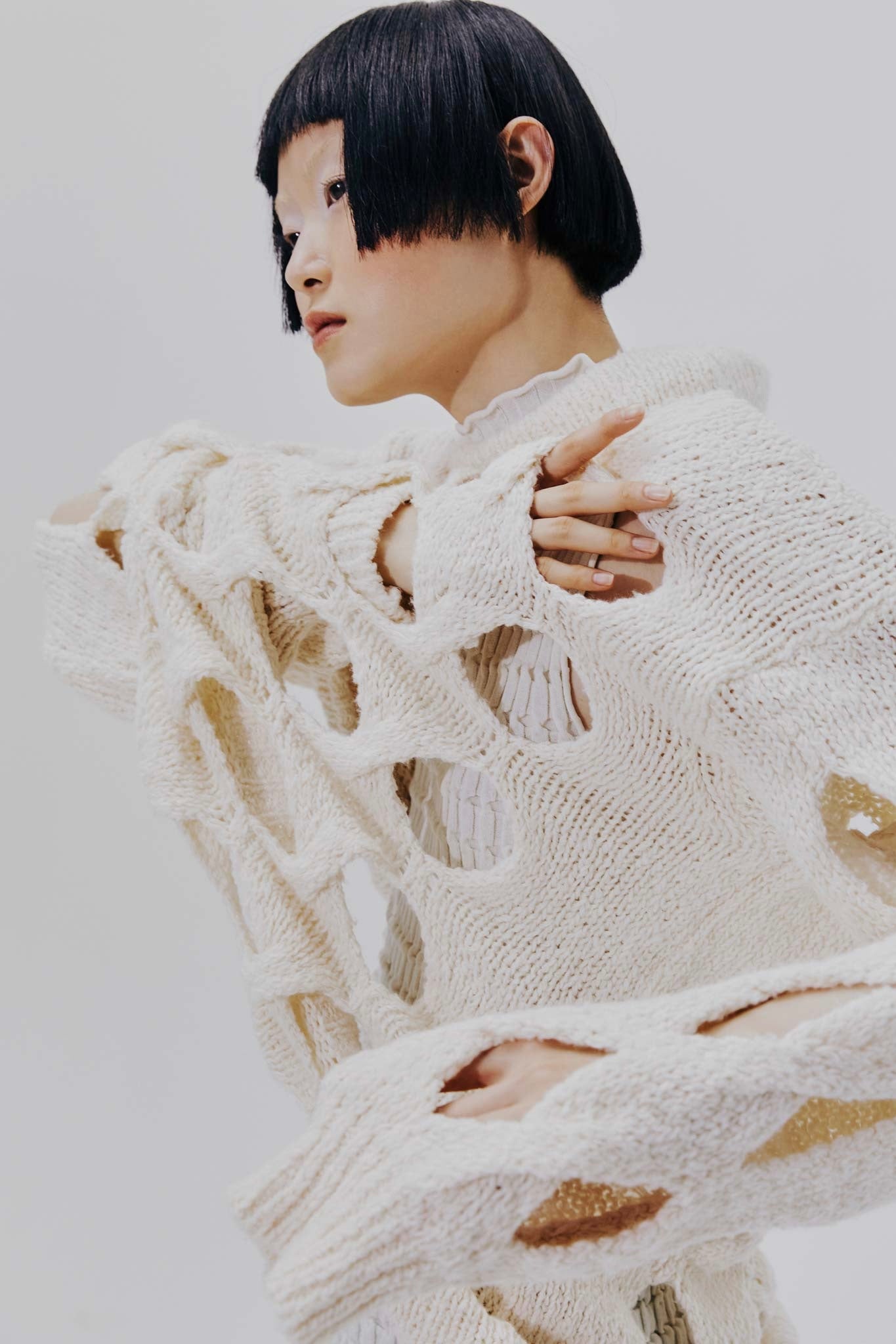★韓国人気★LOOKPLE★LOOK ROMAN RAVE WOOL CHECK SWEATSHIRT Rus--Amu-Sweater--Chalk-