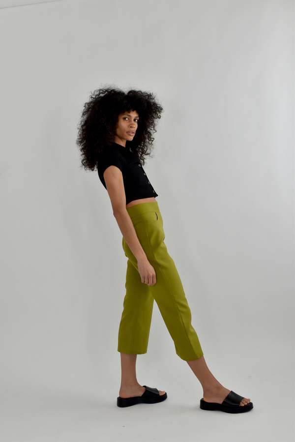 Altar Houseline  Audrey Pant in  Linen - Vibrant Moss
