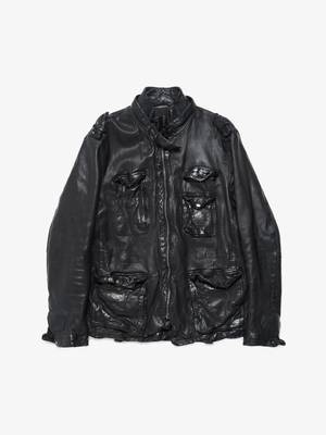Neil Barrett Black Field Leather Jacket-BLACK | Garmentory