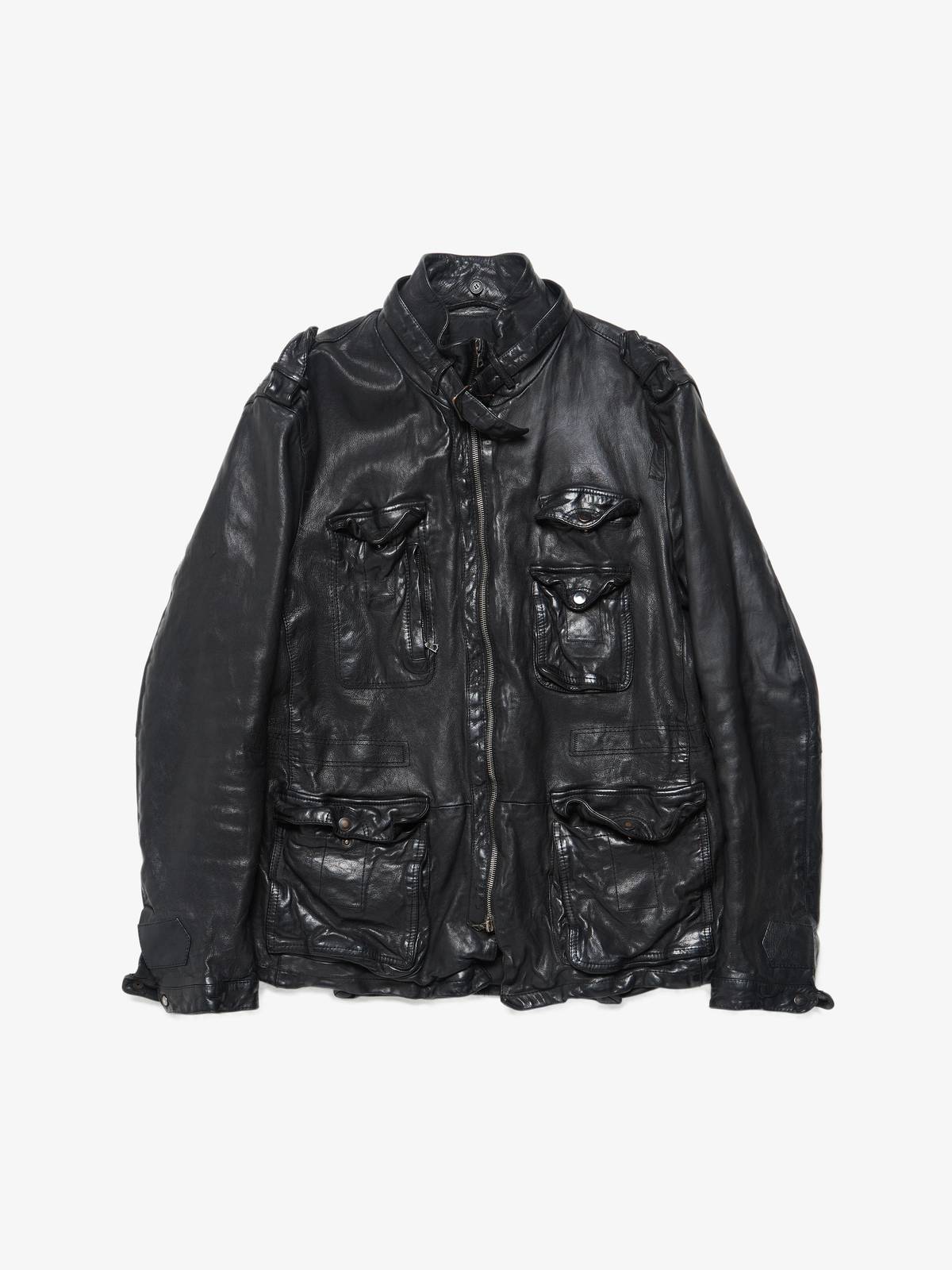 Neil Barrett Black Field Leather Jacket-BLACK | Garmentory