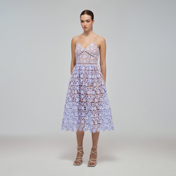 Self Portrait Azaelea Midi Dress - Lilac | Garmentory