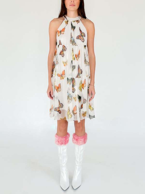 knee length dresses for ladies Black 1960s Witch Moth Butterfly A-Line Dress
