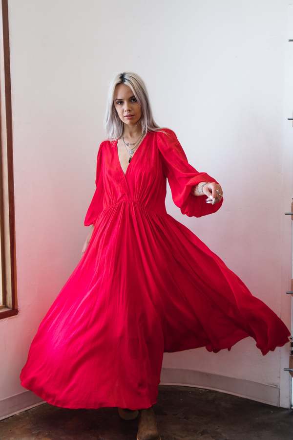 chinese dress ladies Forte Forte Maxi Dress Orchidea Fabulosa Pink Floral Print Silk Chiffo –  Celebrity Owned main image 0