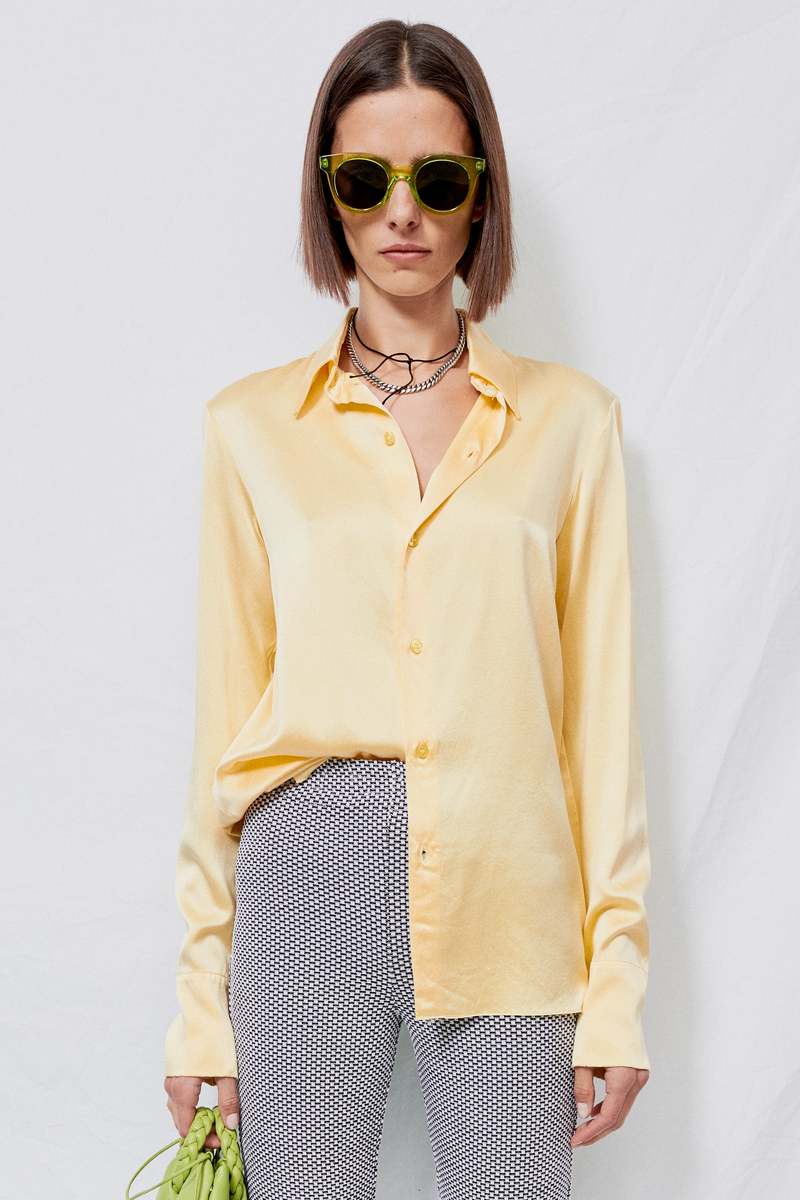Gabriela Coll Garments NO.92 Heavy Silk Shirt - Yellow | Garmentory